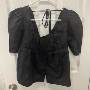 Anthropologie Black Button Top